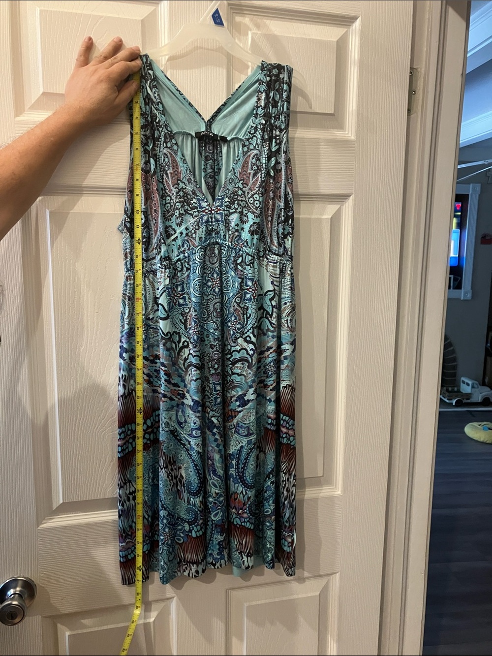 Apt. 9 Teal Paisley Print V-Neck Midi Dress - Picture 9 of 12